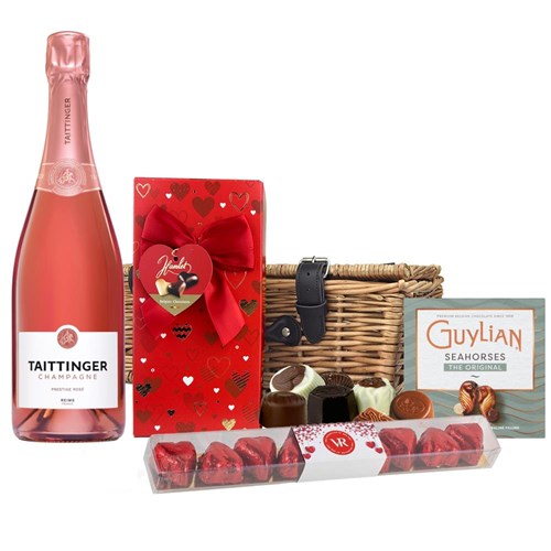 Taittinger Rose Champagne 75cl And Chocolate Love You Hamper